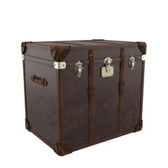 Vintage leather suitcase isolated on white background