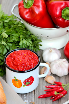 adjika  fresh red pepper and spices