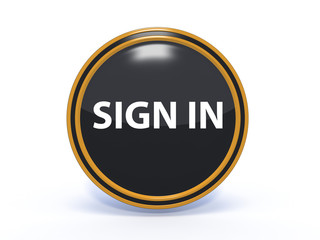 sign in circular icon on white background