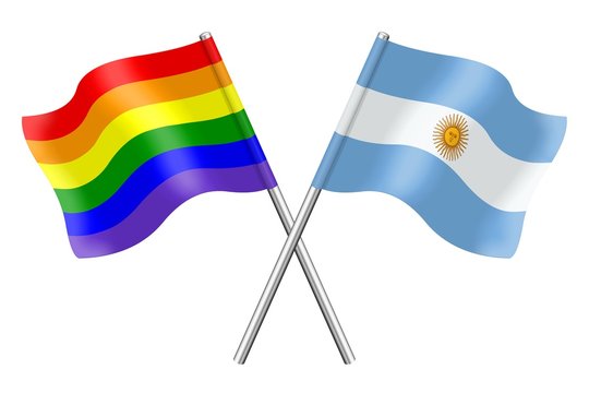 Flags: rainbow and Argentina