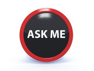 ask me circular icon on white background