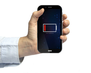 holding a low battery smartphone