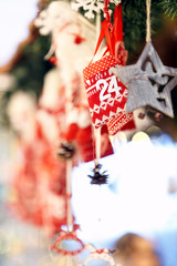 Small bags as Advent calendar with Sweets surprises hanging on a