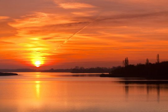 Fototapeta sunrise lake