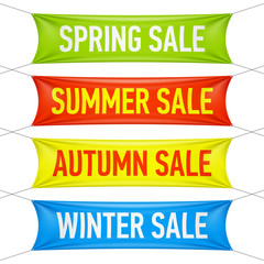 Spring, summer, autumn, winter sale banners
