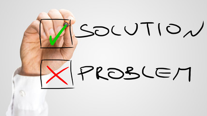Hand Checking on Solution and X on Problem Boxes