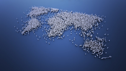 People forming a world map
