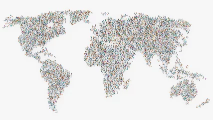 Crédence de cuisine en verre imprimé Carte du monde People forming a world map