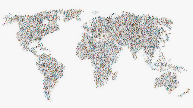 Fototapeta People forming a world map