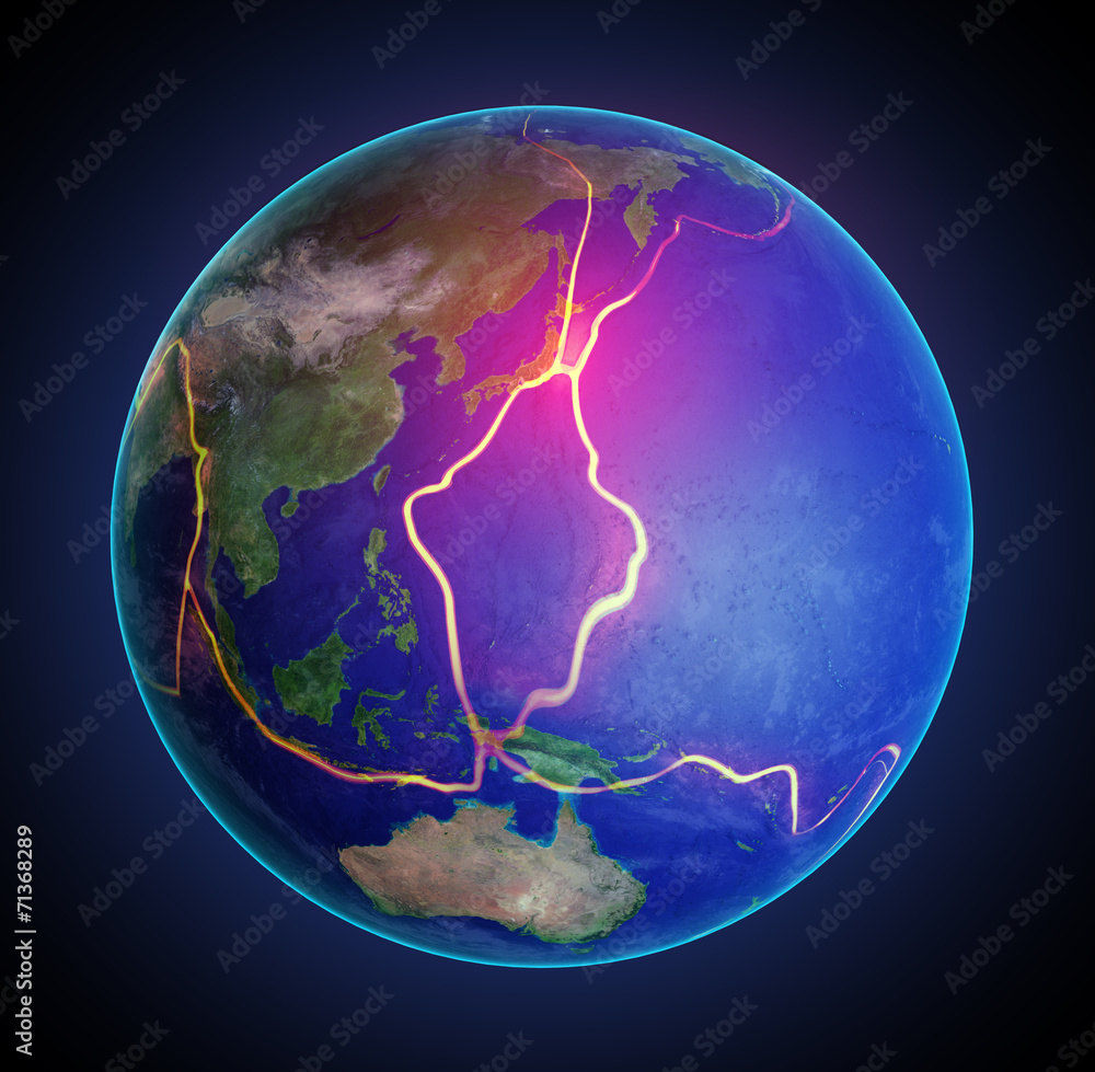 Wall mural Earth's fault lines between tectonic plates