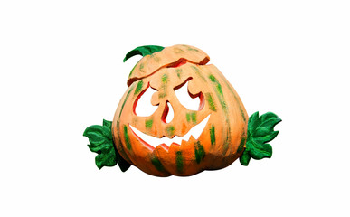Halloween Pumpkin, funny Jack O'Lantern on white background
