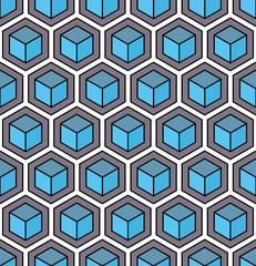 A blue seamless hexagonal pattern
