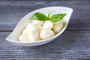 mozzarella cheese balls in a bowl