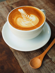 cup of coffee in coffee shop vintage color