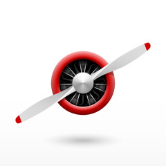 Vintage airplane propeller with radial engine © piai