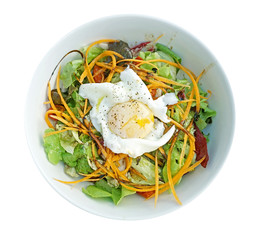 Fresh mixed salad with eggs isolate on white