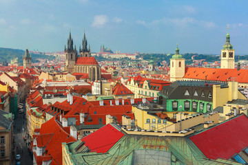 Naklejka na ściany i meble Aerial view over Old Town in Prague, Czech Republic
