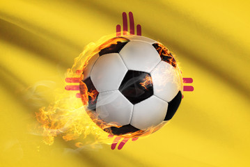 Fototapeta na wymiar Soccer ball with flag on background series - New Mexico