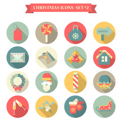 Christmas New Year icon set flat style