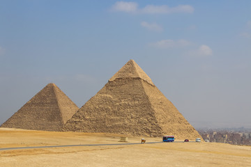 Fototapeta na wymiar Pyramids on the background of Cairo. Egypt