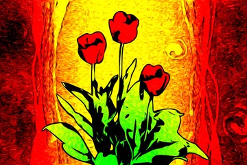 Fotobehang Abstract flower oil painting © maxtor777