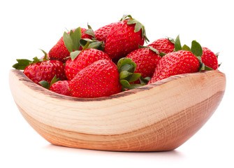 Strawberries in wooden bowl cutout