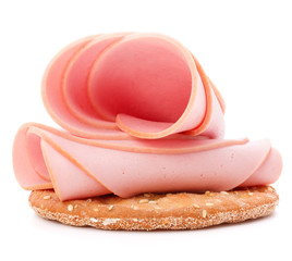 sandwich with pork ham on white background  cutout