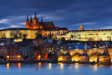 Charles Bridge and Prague cathedral.