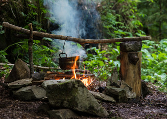 Cooking on campfire