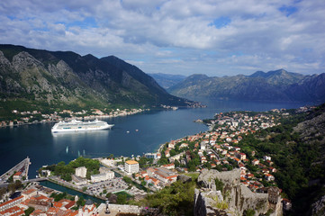 Fototapeta na wymiar View of the bay of Kotor from a height