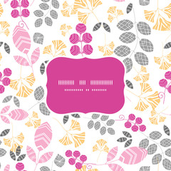 Vector abstract pink, yellow and gray leaves frame seamless