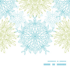 Vector abstract plants mandalas horizontal frame seamless