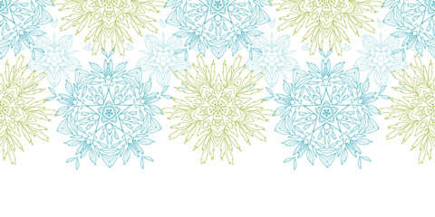 Vector abstract plants mandalas horizontal border seamless