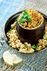 eggplant stuffed with bulgur and vegetables