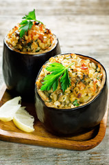 eggplant stuffed with bulgur and vegetables