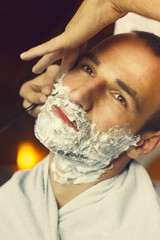 Young man at the barber