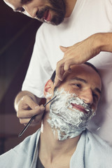 Young man at the barber