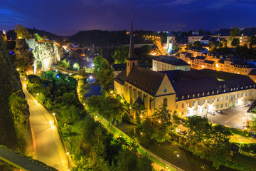 A vew of a Luxembourgh in the dusk