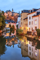 A view of a Luxembourg buildings in the dusk, Luxembourg