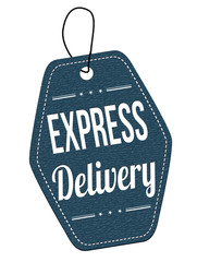 Express delivery blue leather label or price tag