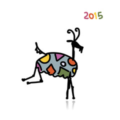 Funny goat sketch. Symbol of 2015 new year