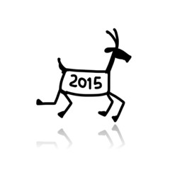 Funny goat sketch. Symbol of 2015 new year