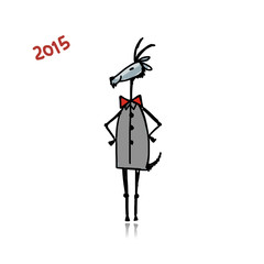 Fototapeta premium Funny goat sketch. Symbol of 2015 new year