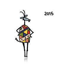 Funny goat sketch. Symbol of 2015 new year
