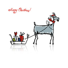Funny goat sketch. Symbol of 2015 new year
