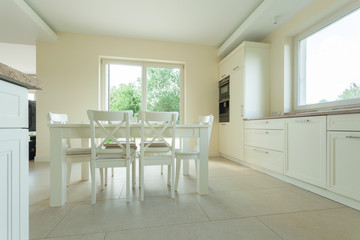 White table in modern kitchen