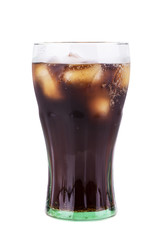 Cola glass with ice cubes