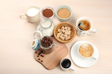 Fresh coffee with several ingredients