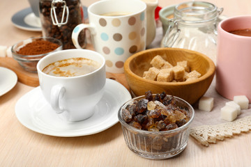 Obraz na płótnie Canvas Fresh coffee with several ingredients