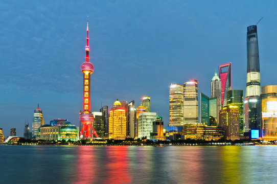 Shanghai Oriental pearl city night scene in China